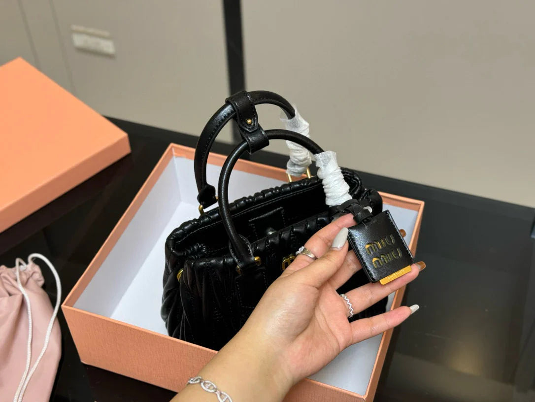 Miumiu Bowling Bag Tote Black Size 22x17cm