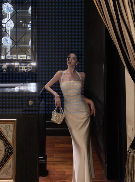 Sexy Sheath Halter White 18th Birthday Dress Long Party Birthday Outfits For Women DP0157