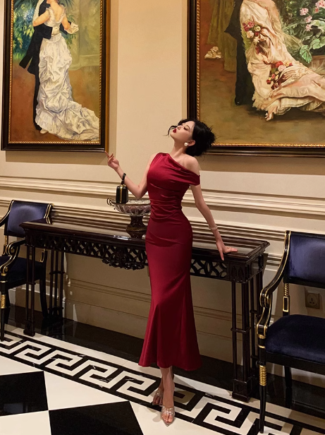 Sexy Mermaid Burgundy 18th Birthday Dress Long Party Birthday Outfits For Women DP0186