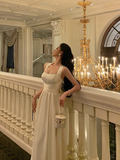 Pretty A Line Square Neckline White 18th Birthday Dress Party Outfits Birthday Outfits For Women DP0171