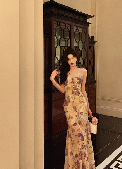 Cute Mermaid Spaghetti Straps Floral Sleeveless 18th Birthday Dress Party Gown Birthday Outfits For Women DP0201