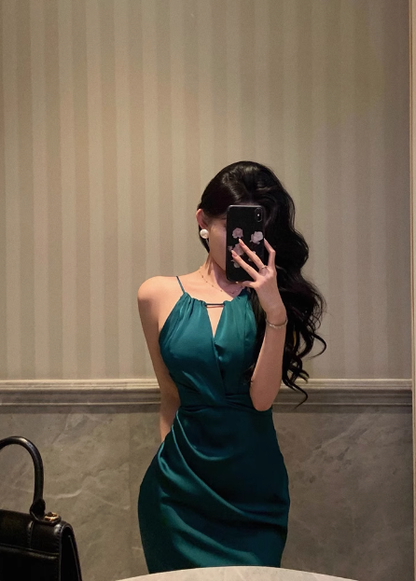 Pretty Mermaid Halter Neckline Green 18th Birthday Dress Party Outfits Birthday Outfits For Women DP0173