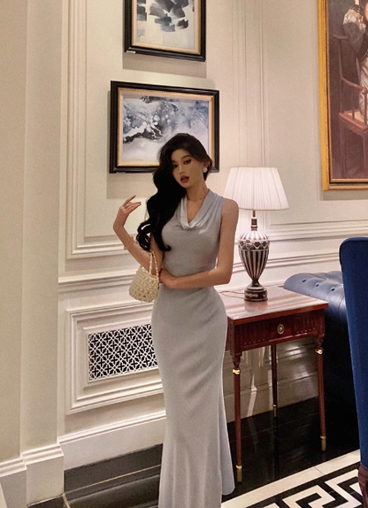 Vintage Mermaid Light Blue Chiffon 18th Birthday Dress Party Gown Birthday Outfits For Women DP0197