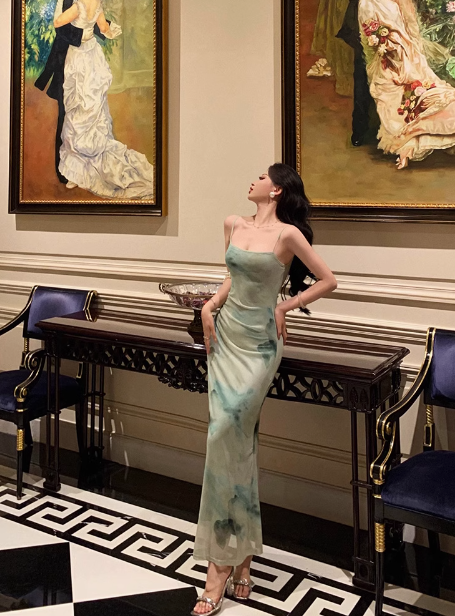 Sexy Mermaid Spaghetti Straps Green 18th Birthday Dress Holiday Party Birthday Outfits For Women DP0174