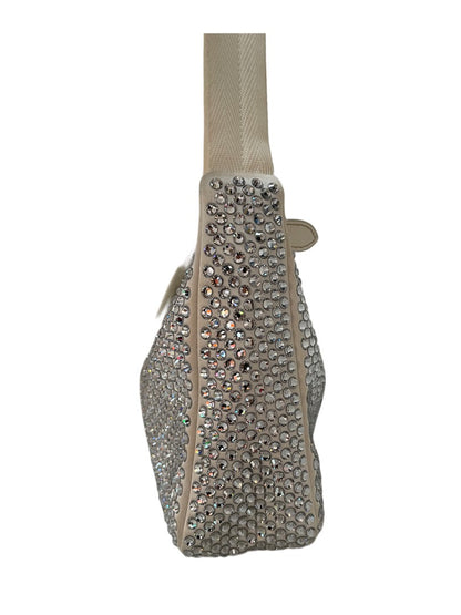 Prada White Re - Edition 2000 Satin Crystal Embellished Shoulder Bg