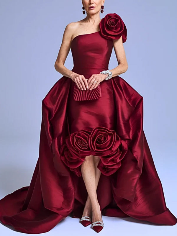 Off-shoulder Three-dimensional Tailoring Solid Color Maxi Dress