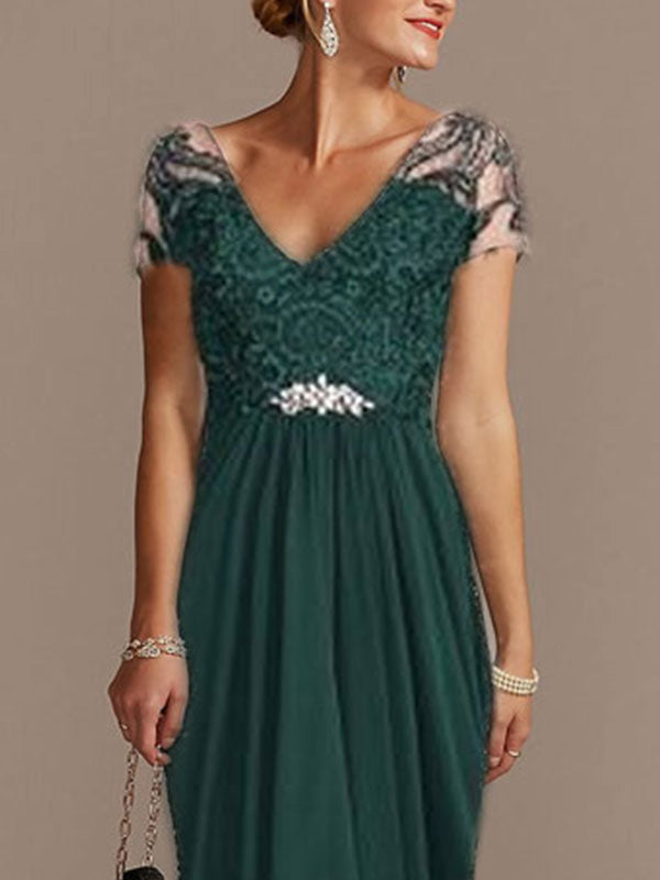 Lace chiffon with delicate waist women's dress