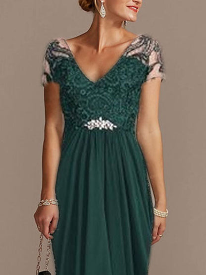 Lace chiffon with delicate waist women's dress