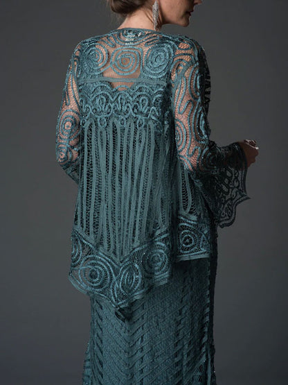 Fishtail Hollow Weave Temperament Ladies Skirt Suit