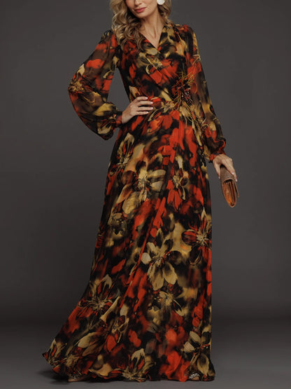 Temperament Floral Elegant Chiffon Ladies Dress