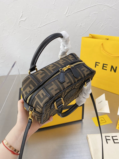 FENDI Boston logo detailed mini bowling bag