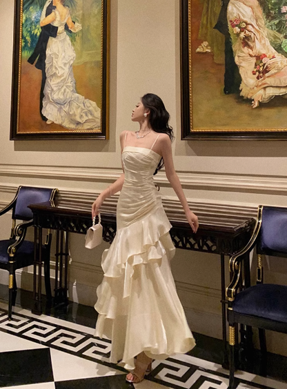 Sexy Mermaid Spaghetti Straps White 21st Birthday Dress Holiday Outfit Birthday Outfits For Women DP0194