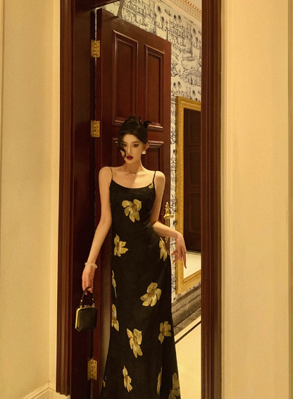 Vintage A line Spaghetti Straps Black 18th Birthday Dress Long Party Gown Birthday Outfits For Women DP0195