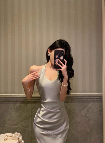 Sexy Mermaid Halter Light Blue 18th Birthday Dress Long Party Birthday Outfits For Women DP0177