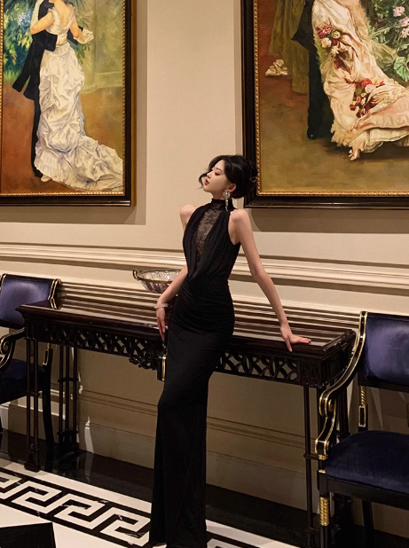 Sexy Mermaid High Neckline Black 18th Birthday Dress Long Party Birthday Outfits For Women For Women DP0178