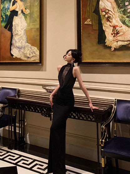 Sexy Mermaid High Neckline Black 18th Birthday Dress Long Party Birthday Outfits For Women For Women DP0178