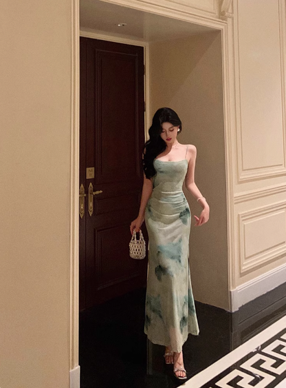 Sexy Mermaid Spaghetti Straps Green 18th Birthday Dress Holiday Party Birthday Outfits For Women DP0174