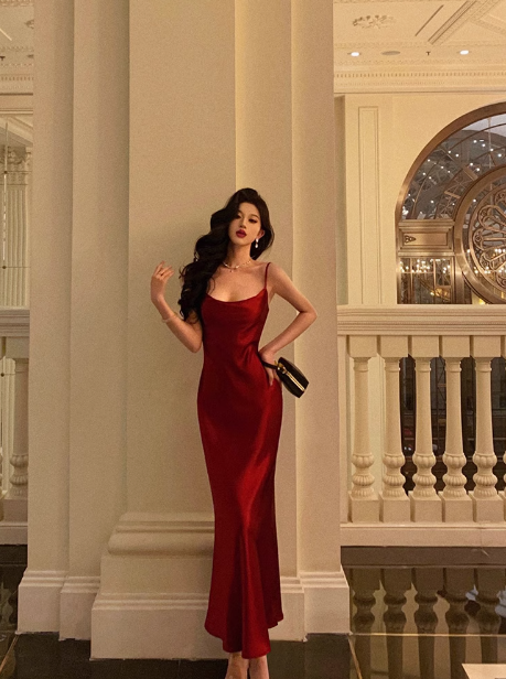 Sexy Mermaid Spaghetti Straps Burgundy 21st Birthday Dress Holiday Outfit Birthday Outfits For Women DP0193