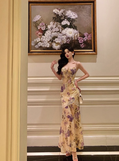 Cute Mermaid Spaghetti Straps Floral Sleeveless 18th Birthday Dress Party Gown Birthday Outfits For Women DP0201