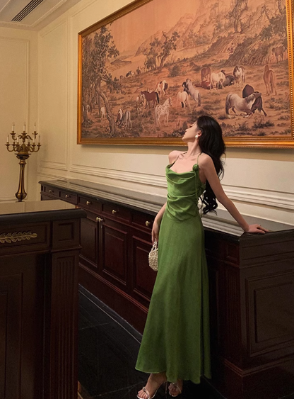 Sexy A line Spaghetti Straps Green 21st Birthday Dress Holiday Party Birthday Outfits For Women DP0211