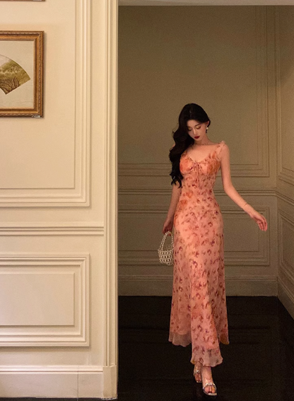 Sexy Sheath V Neckline Floral Pink 18th Birthday Dress Holiday Party Birthday Outfits For Women DP0168