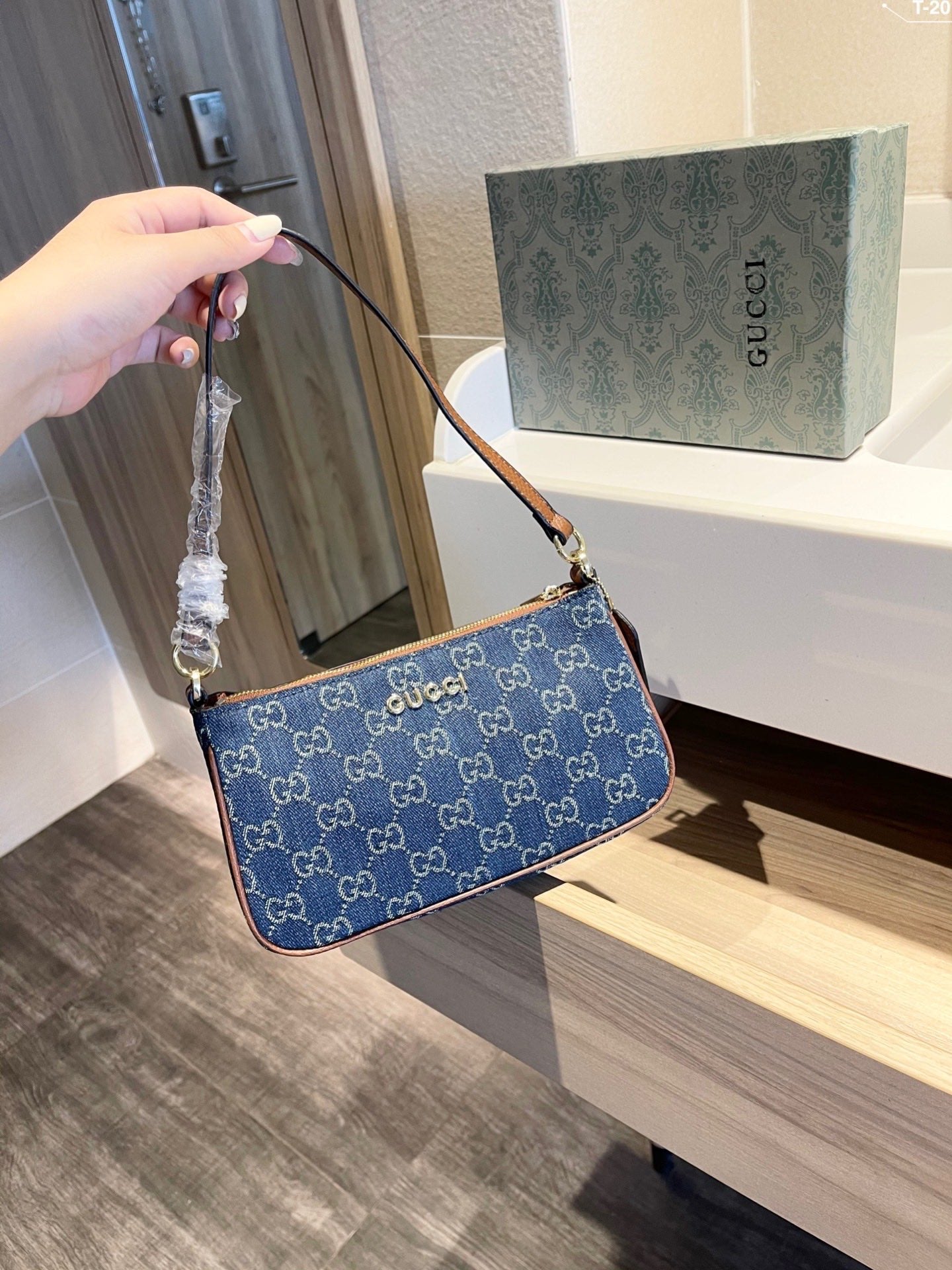 Gucci Women Ophidia GG Mini Bag Jacquard Denim