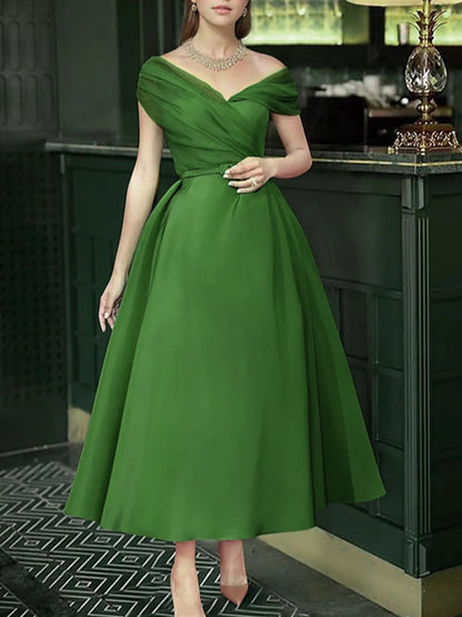 Elegant Plain Mesh Maxi Party Dress With Belt