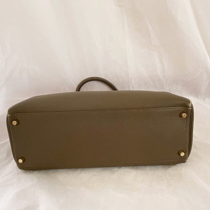 Hermès Kelly 35 Etain Togo Leather Handbag