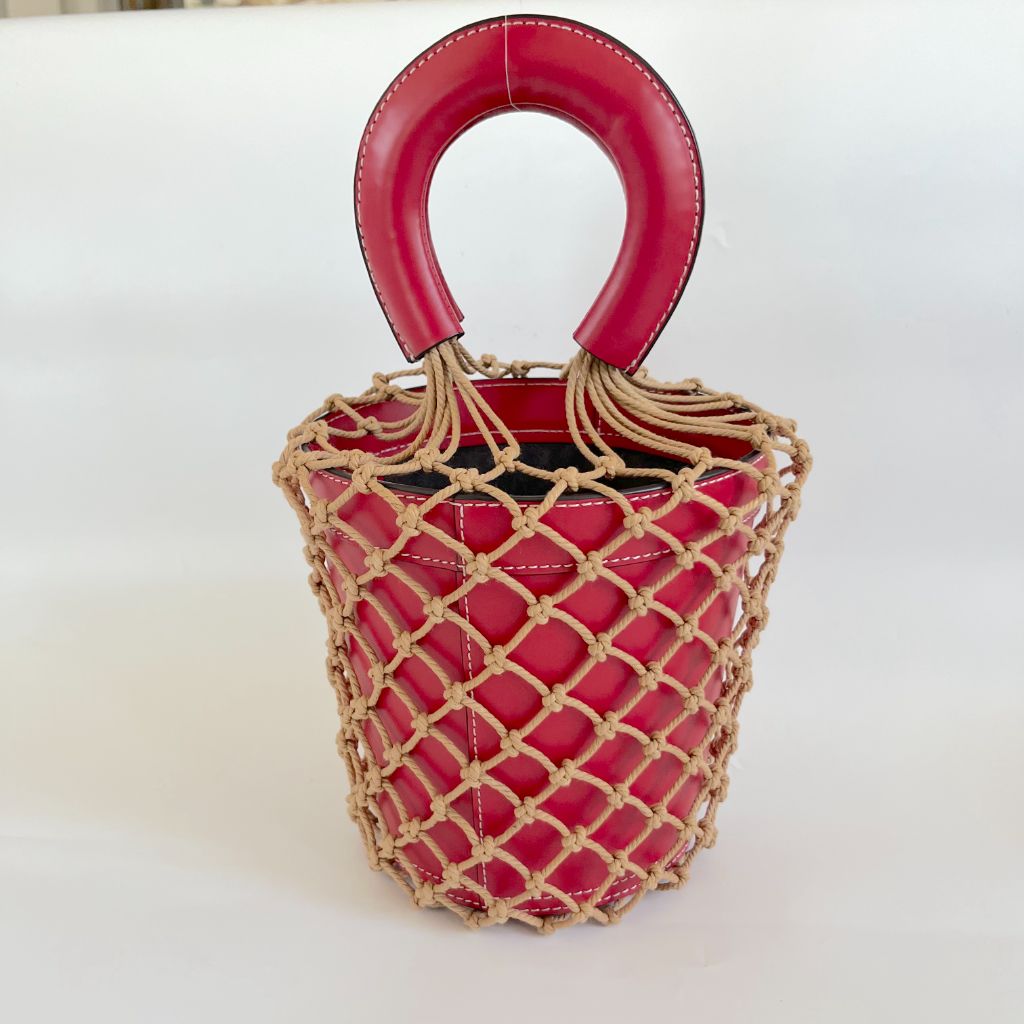 Staud Moreau Macramé and leather bucket bag