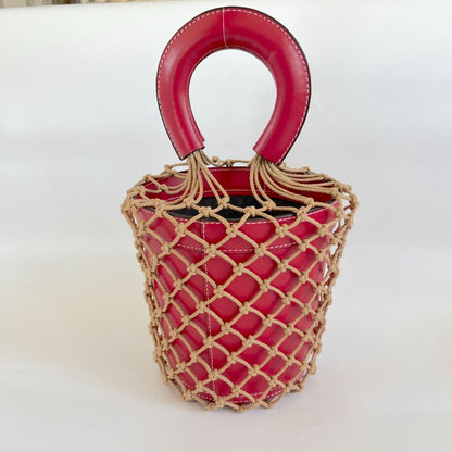 Staud Moreau Macramé and leather bucket bag