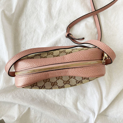 Gucci Bree GG Canvas Leather Mini Messenger Bag Pink