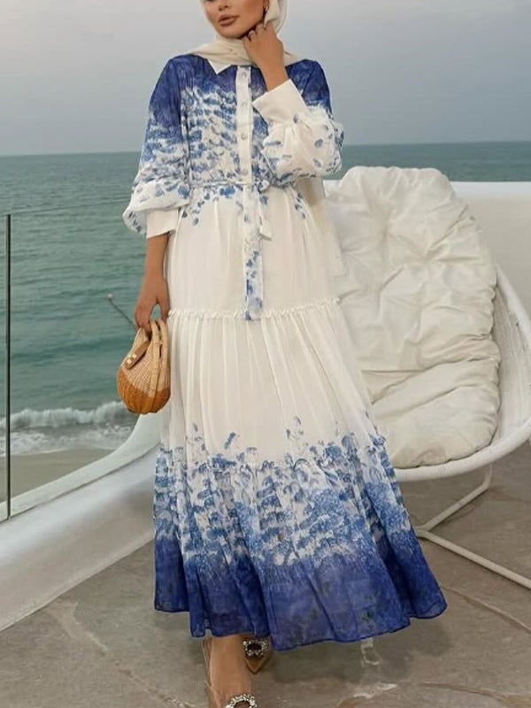 Elegant Temperament Color Matching Maxi Dress