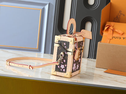 LOUIS VUITTON X TAKASHI MURAKAMI CAMERA BOX BAG SAKURA BROWN 17CM M14173