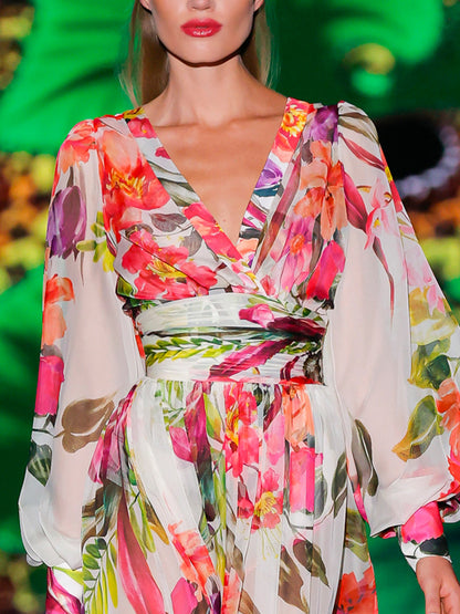 Elegant Floral Catwalk Women's Dress