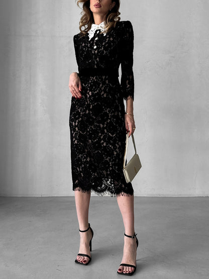 Lace Hollow Slim Slit Women's Dress