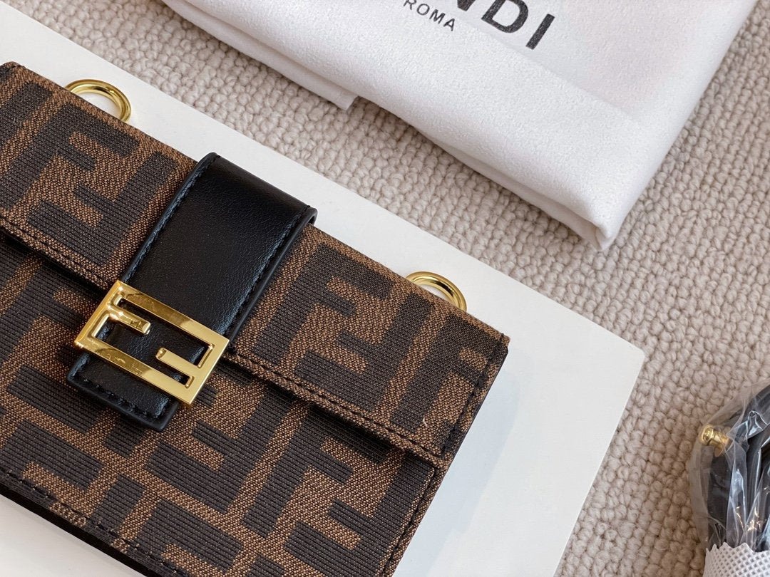 Fendi Mini Baguette Brown Fabric Bag
