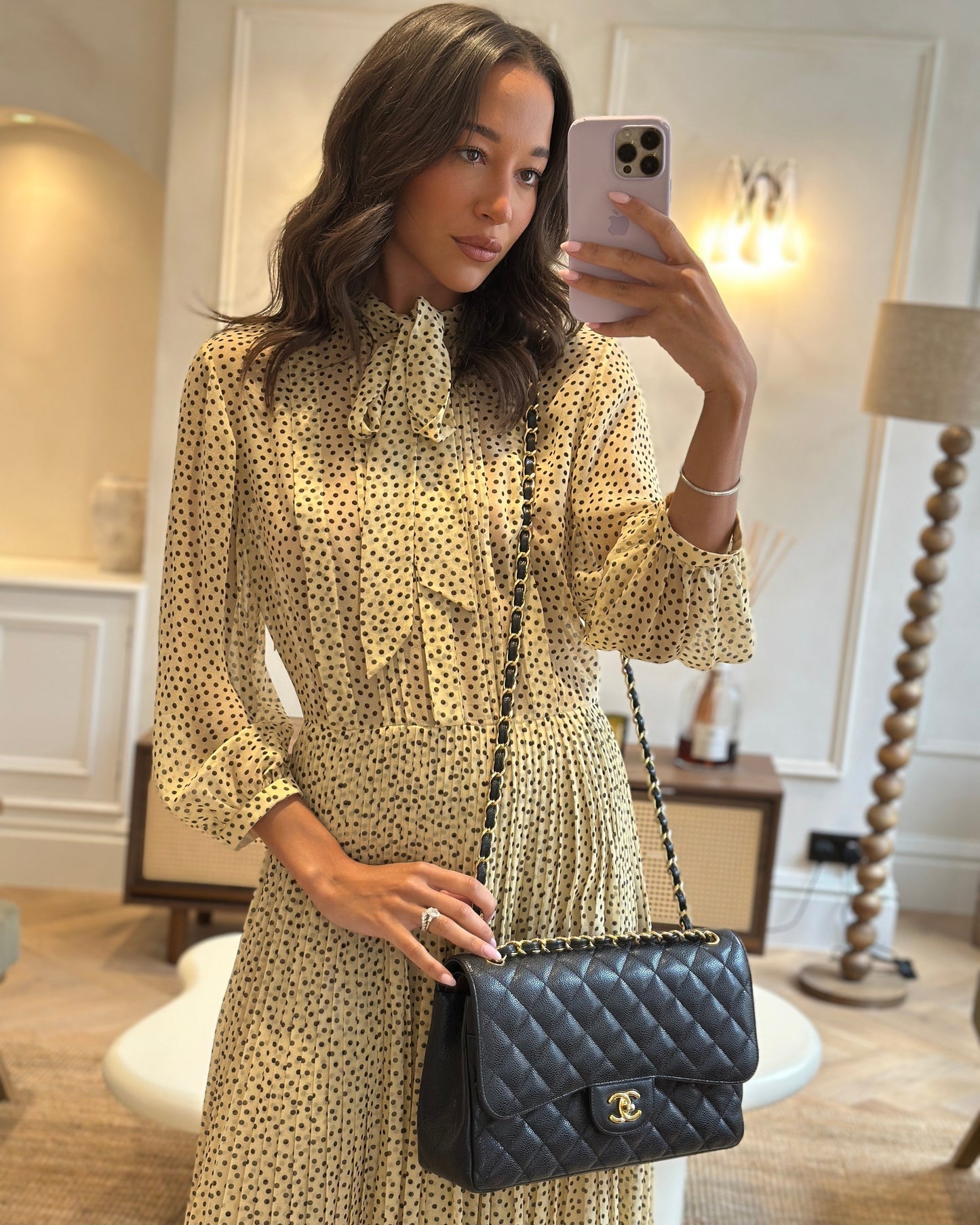 Chanel Black Jumbo Classic Double Flap Bag in Caviar Leather with Gold Hardware