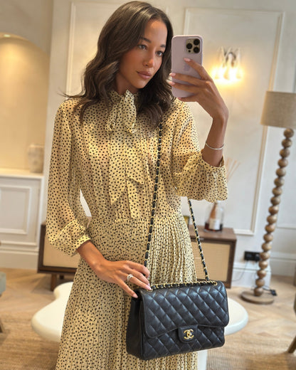 Chanel Black Jumbo Classic Double Flap Bag in Caviar Leather with Gold Hardware