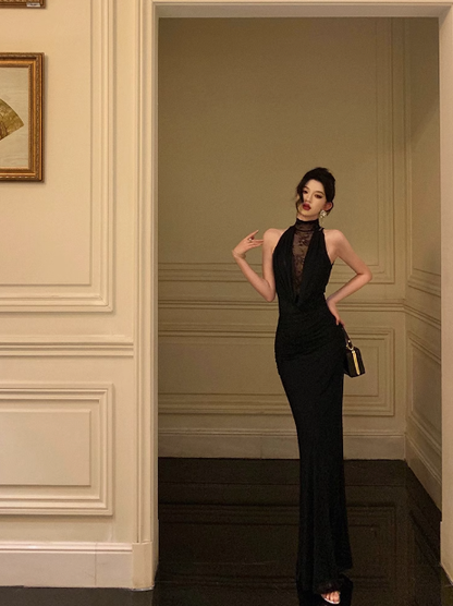 Sexy Mermaid High Neckline Black 18th Birthday Dress Long Party Birthday Outfits For Women For Women DP0178