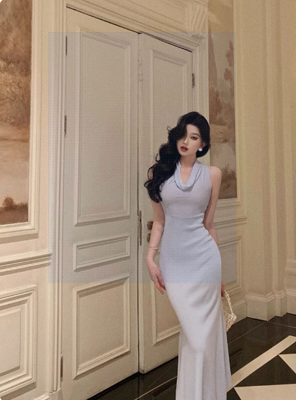 Vintage Mermaid Light Blue Chiffon 18th Birthday Dress Party Gown Birthday Outfits For Women DP0197