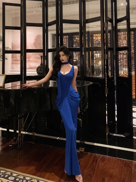 Vintage Mermaid Royal Blue 18th Birthday Dress Party Gown Birthday Outfits For Women DP0198