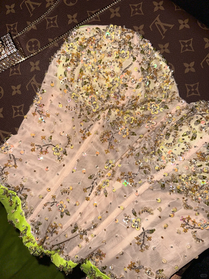 Stunning Mermaid Sweetheart Neck Beaded Chiffon Satin Prom Dress Evening Dress SH3180