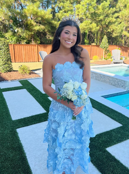 Pretty Light Blue Applique Formal Prom Dresses SH867