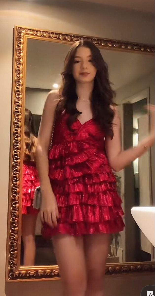 Sexy Red V Neck Spaghetti Straps Layered A Line Graduation Homecoming Dress Short Party Dress S702