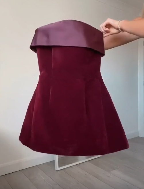 Vintage Burgundy Velvet Satin Mini Prom Dress Homecoming Dress SH1440
