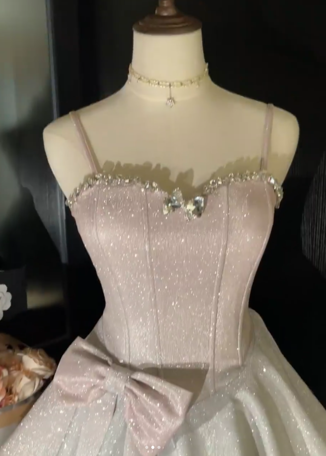 Glitter Spaghetti Straps Sweetheart Neck A Line Short Homecoming Dress Birthday Outfits S655