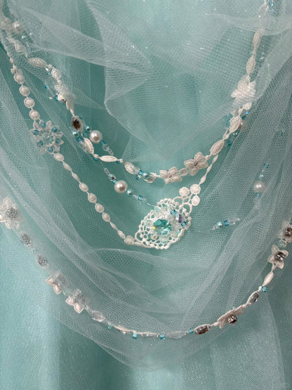 Mint Green Gorgeous Beaded Long Satin Tulle Ball Gown Evening Dress gh4827