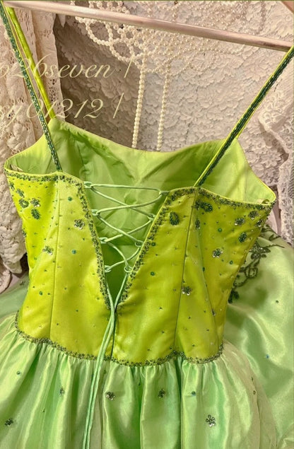 Green exquisite beaded vintage fashion floral long satin tulle ball gown evening dress gh4433