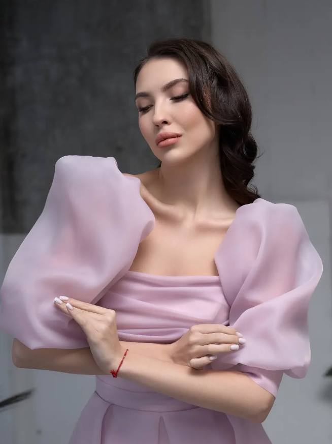 Romantic Pink A Line Puff Organza Prom Dress Party Birthday Dress SH3677