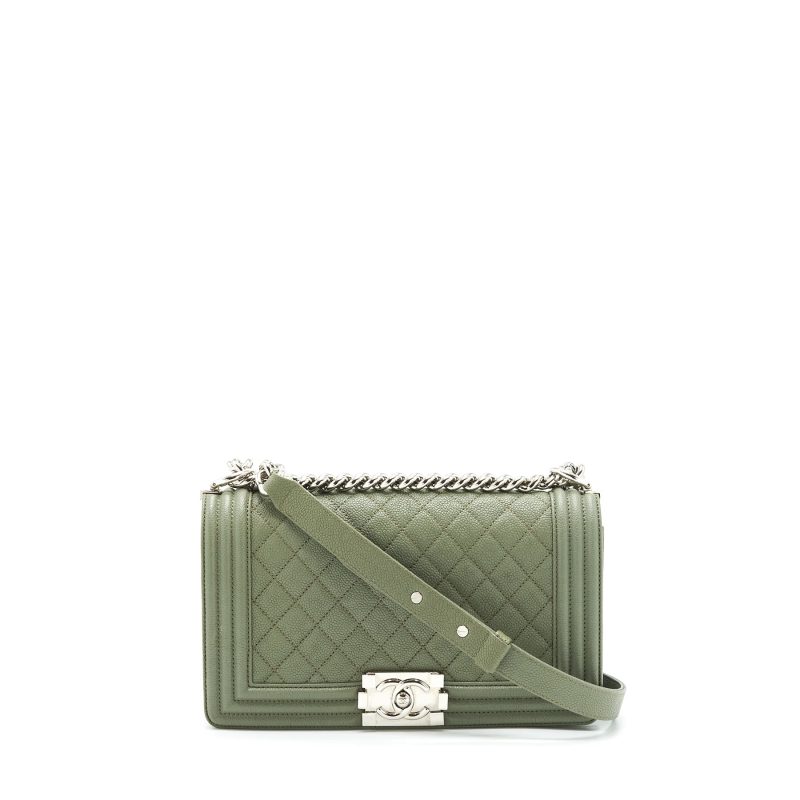 CHANEL MEDIUM BOY BAG CAVIAR LIGHT GREEN